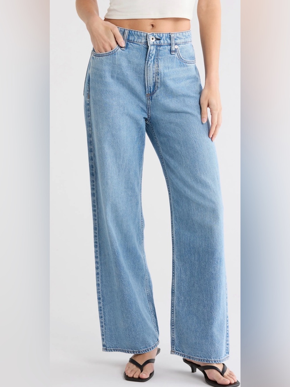 Rag & Bone Lori High Waist Wide Leg Jeans color Whitman 28
